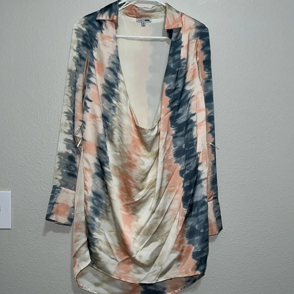 Pre-loved Tie Dye Mini Dress-Coral Comb Color - Picture 3 of 6